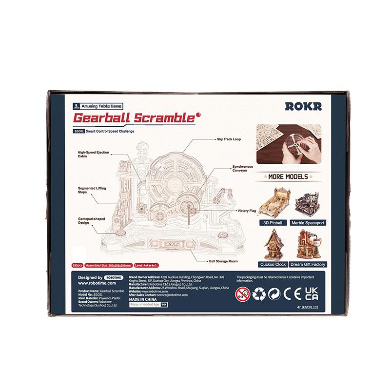 ROKR EGC01 Gear Ball Challenge DIY Minyatür Maket Model Seti Ahşap 3D Wooden Puzzle 3D Model Kit Detaylı Dekoratif Hobi Seti Ahşap Maket
