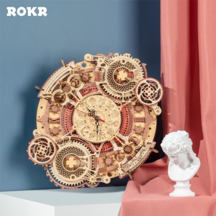 ROKR - ROKR LC601 Zodiac Wall Clock Mechanical 3D Wooden Puzzle