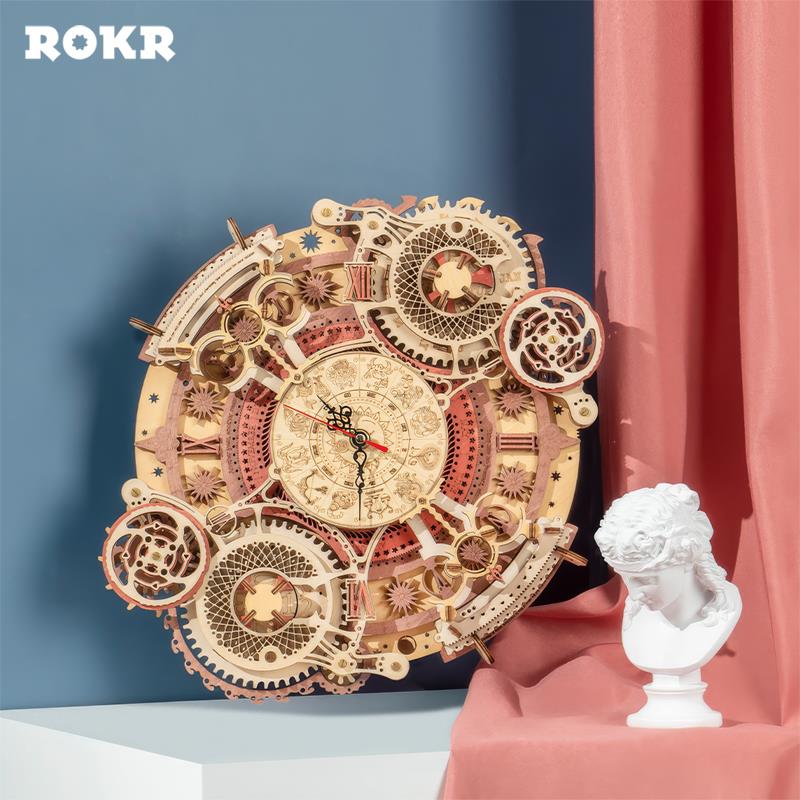 ROKR LC601 Zodiac Wall Clock Mechanical 3D Wooden Puzzle