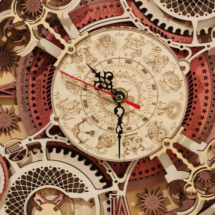 ROKR LC601 Zodiac Wall Clock Mechanical 3D Wooden Puzzle - Thumbnail