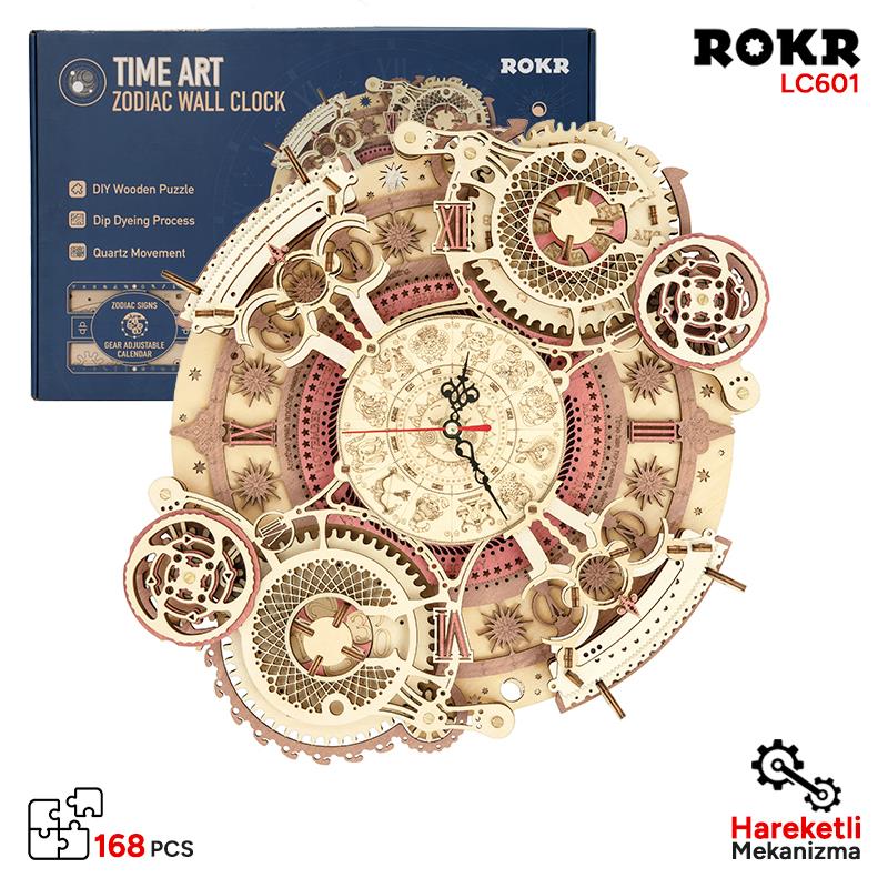 ROKR LC601 Zodiac Wall Clock Mechanical 3D Wooden Puzzle