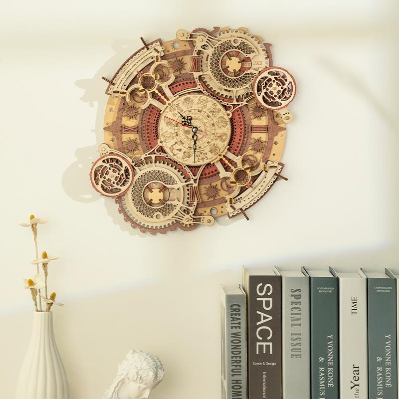 ROKR LC601 Zodiac Wall Clock Mechanical 3D Wooden Puzzle