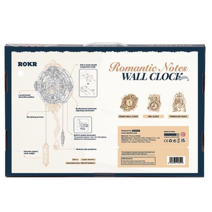 ROKR LC701 Romantic Note Wall Clock 3D Wooden Puzzle - Thumbnail