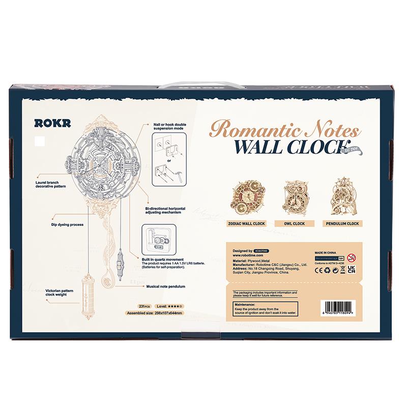 ROKR LC701 Romantic Note Wall Clock 3D Wooden Puzzle