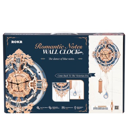 ROKR LC701 Romantic Note Wall Clock 3D Wooden Puzzle - Thumbnail
