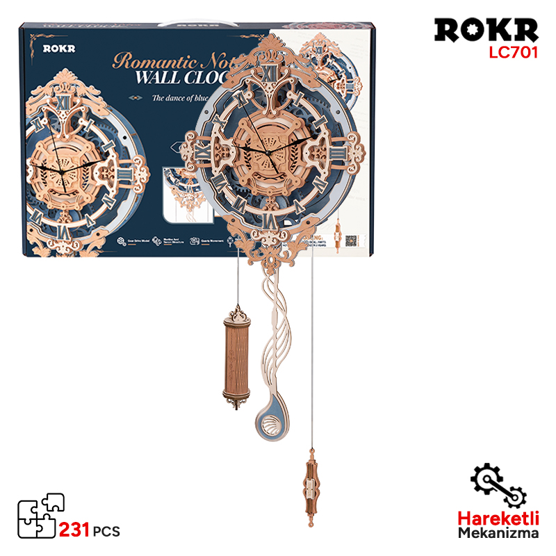 ROKR LC701 Romantic Note Wall Clock 3D Wooden Puzzle