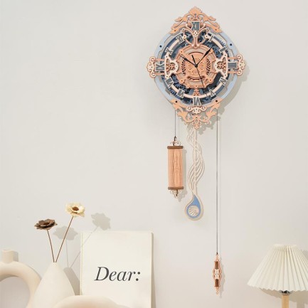 ROKR LC701 Romantic Note Wall Clock 3D Wooden Puzzle - Thumbnail