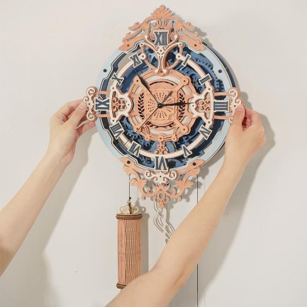 ROKR LC701 Romantic Note Wall Clock 3D Wooden Puzzle - Thumbnail