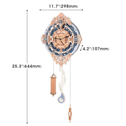 ROKR LC701 Romantic Note Wall Clock 3D Wooden Puzzle - Thumbnail