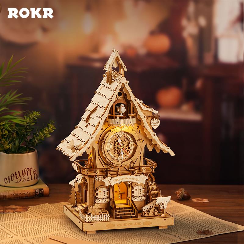 ROKR LC901 Cuckoo Clock Wood Color Mechanical 3D Wooden Puzzle