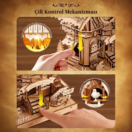 ROKR LC901 Cuckoo Clock Wood Color Mechanical 3D Wooden Puzzle - Thumbnail