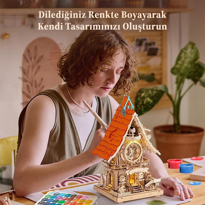 ROKR LC901 Cuckoo Clock Wood Color Mechanical 3D Wooden Puzzle