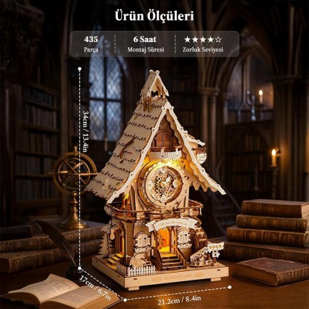 ROKR LC901 Cuckoo Clock Wood Color Mechanical 3D Wooden Puzzle - Thumbnail