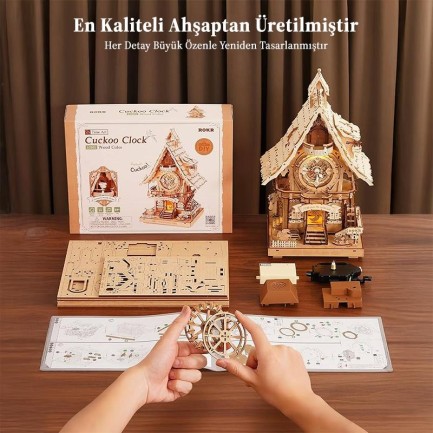 ROKR LC901 Cuckoo Clock Wood Color Mechanical 3D Wooden Puzzle - Thumbnail