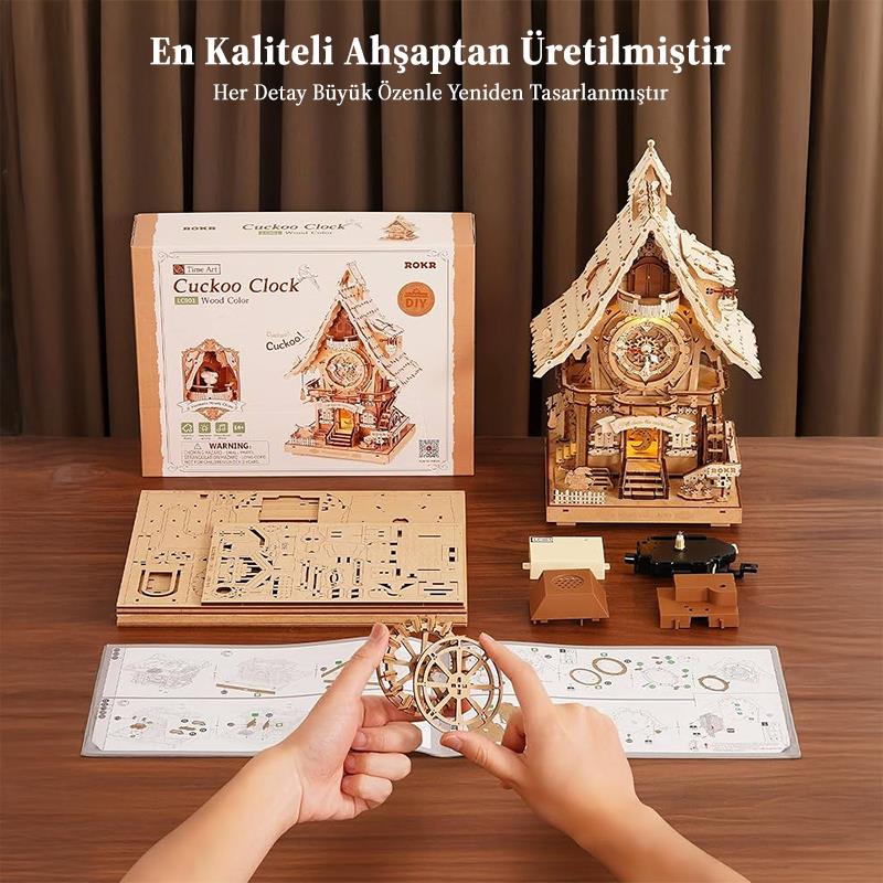 ROKR LC901 Cuckoo Clock Wood Color Mechanical 3D Wooden Puzzle