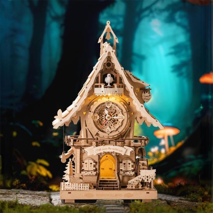 ROKR LC901 Cuckoo Clock Wood Color Mechanical 3D Wooden Puzzle - Thumbnail
