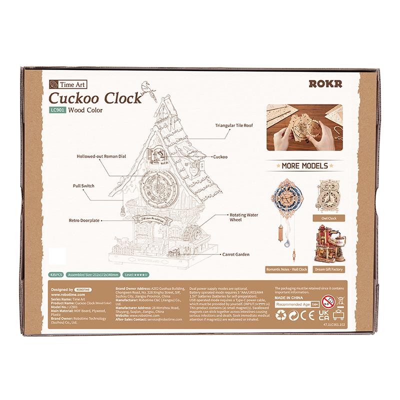 ROKR LC901 Cuckoo Clock Wood Color Mechanical 3D Wooden Puzzle