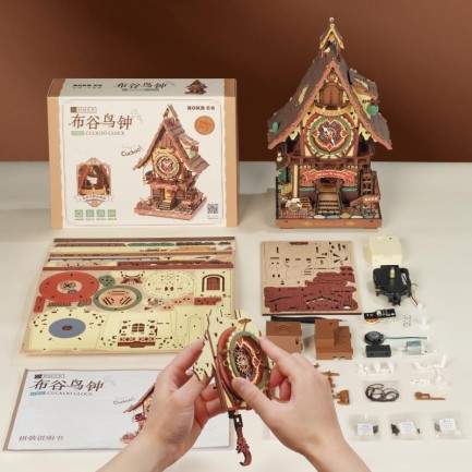 ROKR LC901C Cuckoo Clock Mechanical 3D Wooden Puzzle - Thumbnail
