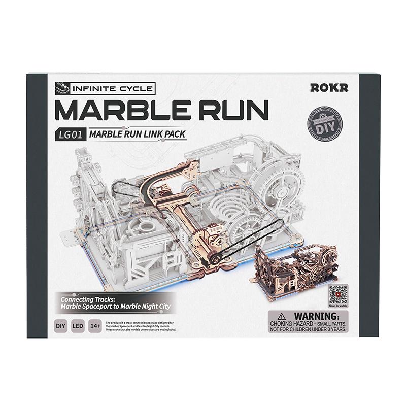ROKR LG01 Marble Run Link Pack Marble Run DIY Minyatür Maket Model Seti Ahşap 3D Wooden Puzzle 3D Model Kit Detaylı Dekoratif Hobi Seti Ahşap Maket