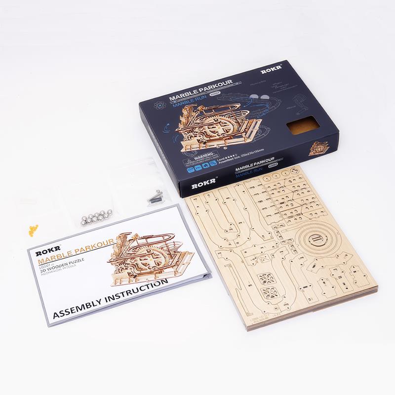 ROKR LG501 Marble Parkour Marble Run DIY Minyatür Maket Model Seti Ahşap 3D Wooden Puzzle 3D Model Kit Detaylı Dekoratif Hobi Seti Ahşap Maket