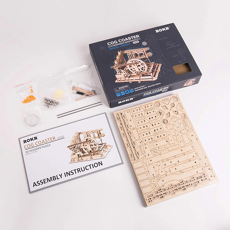 ROKR LG502 Marble Squad Marble Run DIY Minyatür Maket Model Seti Ahşap 3D Wooden Puzzle 3D Model Kit Detaylı Dekoratif Hobi Seti Ahşap Maket