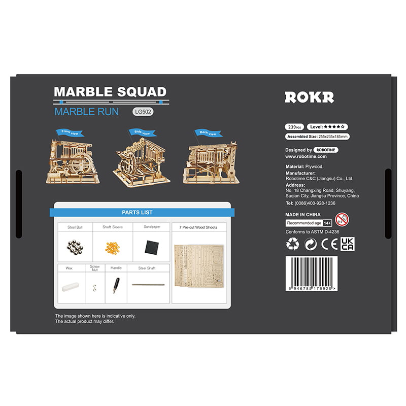ROKR LG502 Marble Squad Marble Run DIY Minyatür Maket Model Seti Ahşap 3D Wooden Puzzle 3D Model Kit Detaylı Dekoratif Hobi Seti Ahşap Maket