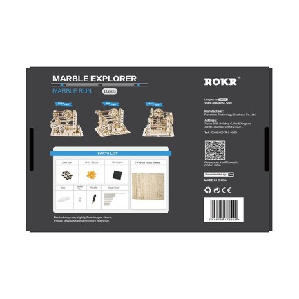 ROKR LG503 Marble Explorer Marble Run DIY Minyatür Maket Model Seti Ahşap 3D Wooden Puzzle 3D Model Kit Detaylı Dekoratif Hobi Seti Ahşap Maket - Thumbnail