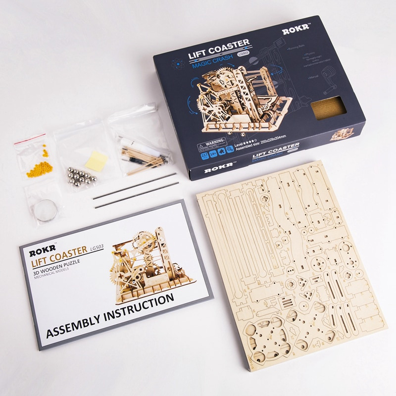 ROKR LG503 Marble Explorer Marble Run DIY Minyatür Maket Model Seti Ahşap 3D Wooden Puzzle 3D Model Kit Detaylı Dekoratif Hobi Seti Ahşap Maket