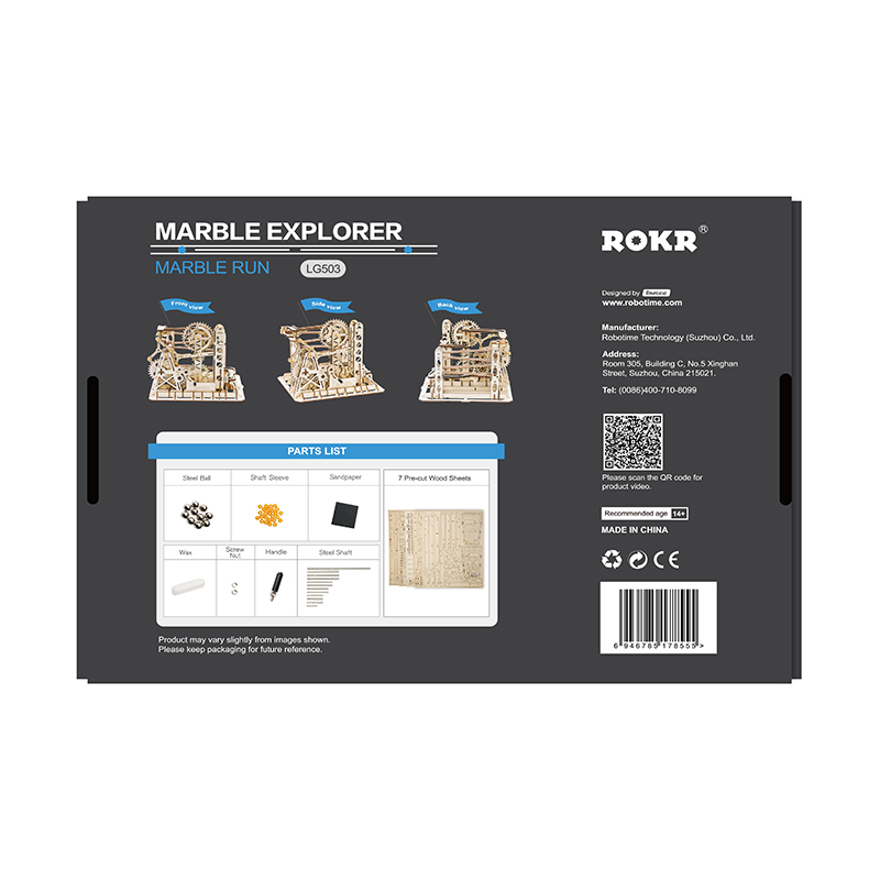 ROKR LG503 Marble Explorer Marble Run DIY Minyatür Maket Model Seti Ahşap 3D Wooden Puzzle 3D Model Kit Detaylı Dekoratif Hobi Seti Ahşap Maket