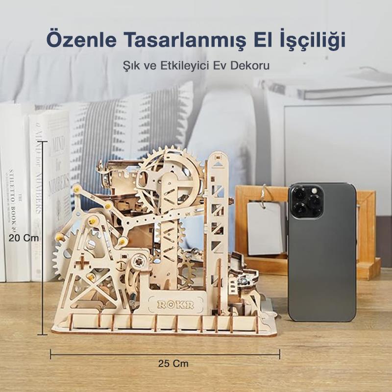 ROKR LG504 Marble Climber Marble Run DIY Minyatür Maket Model Seti Ahşap 3D Wooden Puzzle 3D Model Kit Detaylı Dekoratif Hobi Seti Ahşap Maket