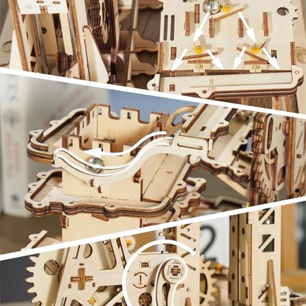 ROKR LG504 Marble Climber Marble Run DIY Minyatür Maket Model Seti Ahşap 3D Wooden Puzzle 3D Model Kit Detaylı Dekoratif Hobi Seti Ahşap Maket - Thumbnail