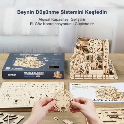 ROKR LG504 Marble Climber Marble Run DIY Minyatür Maket Model Seti Ahşap 3D Wooden Puzzle 3D Model Kit Detaylı Dekoratif Hobi Seti Ahşap Maket - Thumbnail