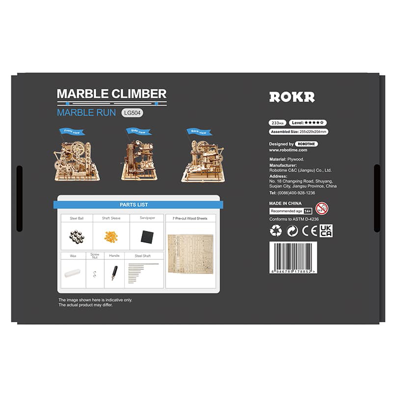 ROKR LG504 Marble Climber Marble Run DIY Minyatür Maket Model Seti Ahşap 3D Wooden Puzzle 3D Model Kit Detaylı Dekoratif Hobi Seti Ahşap Maket