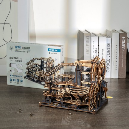 ROKR LGA01 Marble Night City Marble Run DIY Minyatür Maket Model Seti Ahşap 3D Wooden Puzzle 3D Model Kit Detaylı Dekoratif Hobi Seti Ahşap Maket - Thumbnail