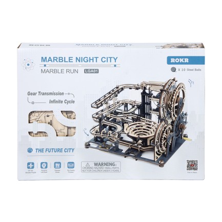 ROKR LGA01 Marble Night City Marble Run DIY Minyatür Maket Model Seti Ahşap 3D Wooden Puzzle 3D Model Kit Detaylı Dekoratif Hobi Seti Ahşap Maket - Thumbnail