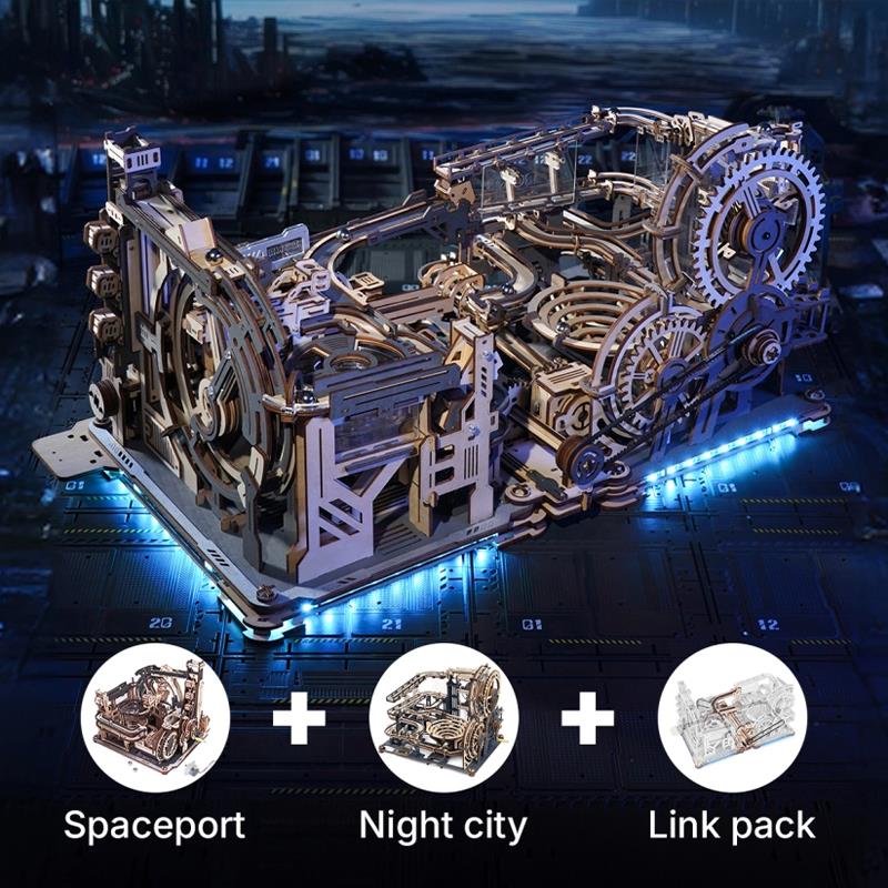 ROKR LGC01 Marble Spaceport Marble Run 3D Wooden Puzzle