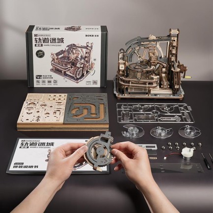 ROKR LGC01 Marble Spaceport Marble Run 3D Wooden Puzzle - Thumbnail