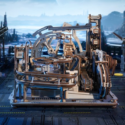 ROKR LGC01 Marble Spaceport Marble Run DIY Minyatür Maket Model Seti Ahşap 3D Wooden Puzzle 3D Model Kit Detaylı Dekoratif Hobi Seti Ahşap Maket - Thumbnail