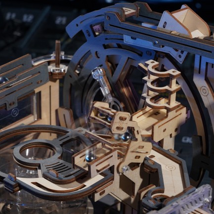 ROKR LGC01 Marble Spaceport Marble Run DIY Minyatür Maket Model Seti Ahşap 3D Wooden Puzzle 3D Model Kit Detaylı Dekoratif Hobi Seti Ahşap Maket - Thumbnail
