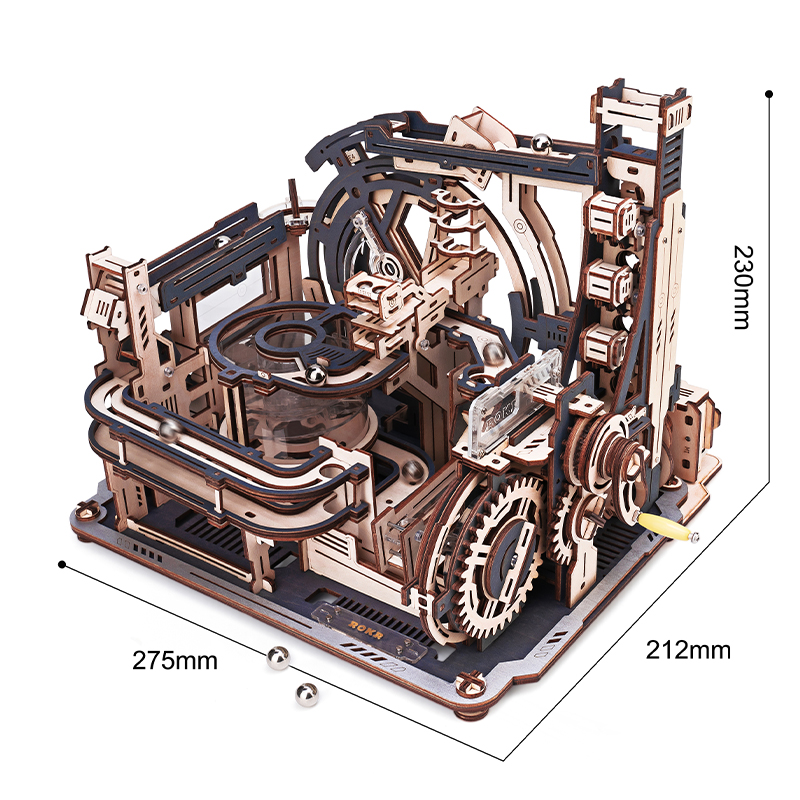 ROKR LGC01 Marble Spaceport Marble Run DIY Minyatür Maket Model Seti Ahşap 3D Wooden Puzzle 3D Model Kit Detaylı Dekoratif Hobi Seti Ahşap Maket