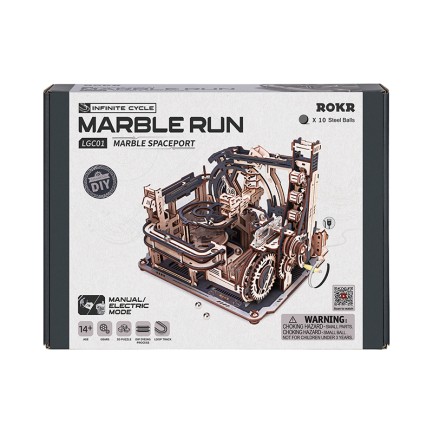 ROKR LGC01 Marble Spaceport Marble Run DIY Minyatür Maket Model Seti Ahşap 3D Wooden Puzzle 3D Model Kit Detaylı Dekoratif Hobi Seti Ahşap Maket - Thumbnail