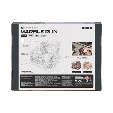 ROKR LGC01 Marble Spaceport Marble Run DIY Minyatür Maket Model Seti Ahşap 3D Wooden Puzzle 3D Model Kit Detaylı Dekoratif Hobi Seti Ahşap Maket - Thumbnail