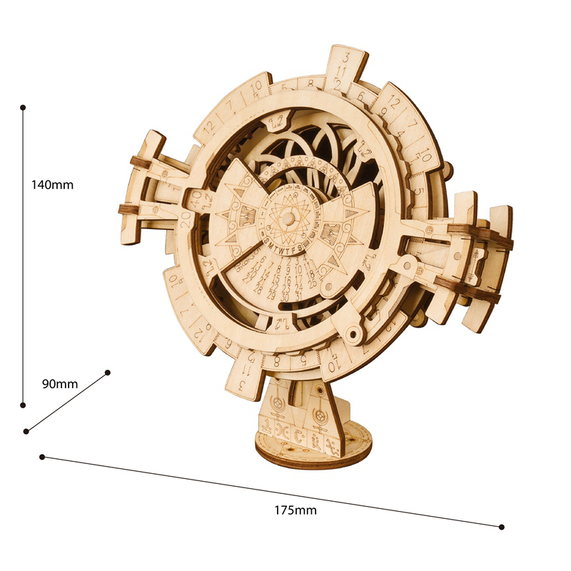ROKR LK201 Hareketli Takvim Perpetual Calendar DIY Minyatür Maket Model Seti Ahşap 3D Wooden Puzzle 3D Model Kit Detaylı Dekoratif Hobi Seti Ahşap Maket