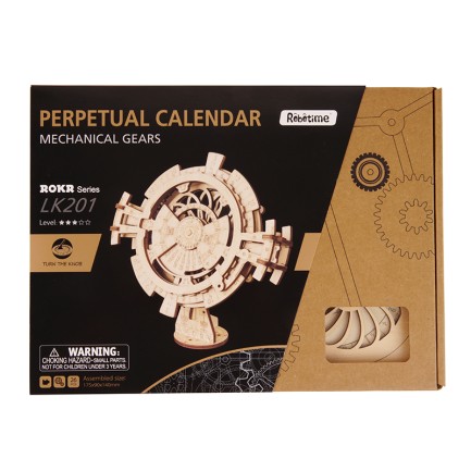 ROKR LK201 Hareketli Takvim Perpetual Calendar DIY Minyatür Maket Model Seti Ahşap 3D Wooden Puzzle 3D Model Kit Detaylı Dekoratif Hobi Seti Ahşap Maket - Thumbnail
