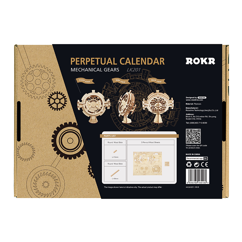ROKR LK201 Hareketli Takvim Perpetual Calendar DIY Minyatür Maket Model Seti Ahşap 3D Wooden Puzzle 3D Model Kit Detaylı Dekoratif Hobi Seti Ahşap Maket