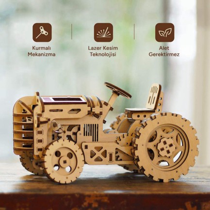 ROKR LK401 Traktör (Tractor) DIY Minyatür Maket Model Seti Ahşap 3D Wooden Puzzle 3D Model Kit Detaylı Dekoratif Hobi Seti Ahşap Maket - Thumbnail