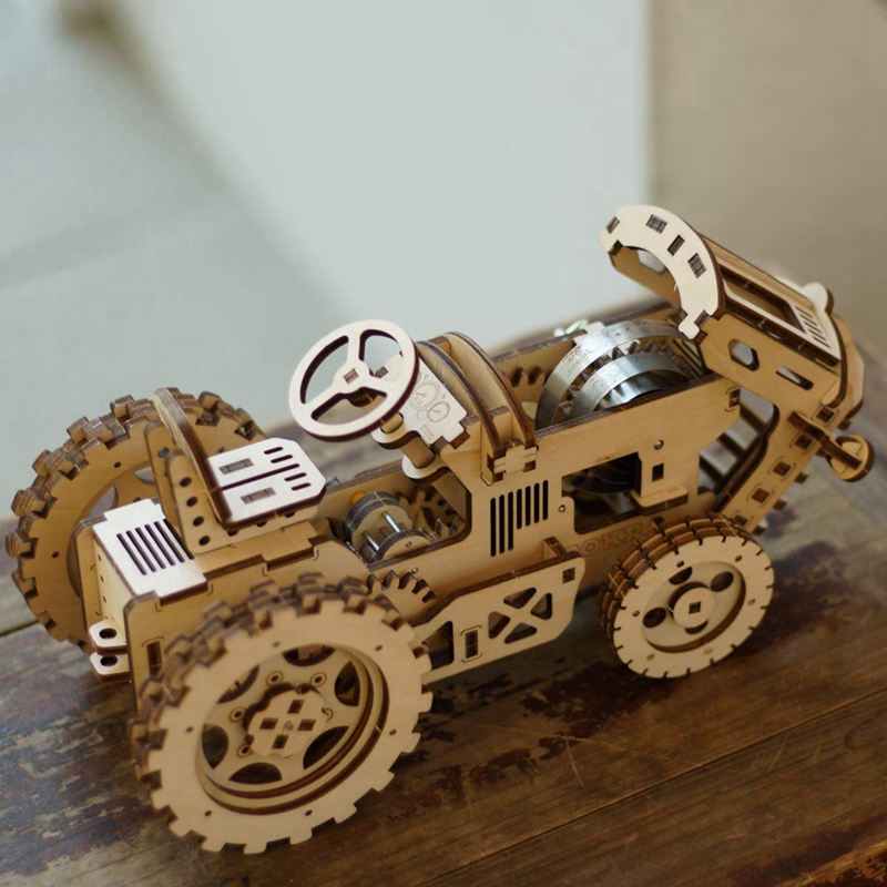 ROKR LK401 Traktör (Tractor) DIY Minyatür Maket Model Seti Ahşap 3D Wooden Puzzle 3D Model Kit Detaylı Dekoratif Hobi Seti Ahşap Maket