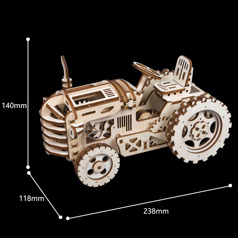 ROKR LK401 Traktör (Tractor) DIY Minyatür Maket Model Seti Ahşap 3D Wooden Puzzle 3D Model Kit Detaylı Dekoratif Hobi Seti Ahşap Maket