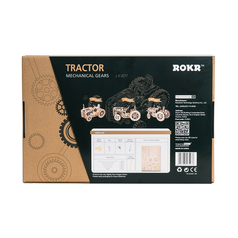 ROKR LK401 Traktör (Tractor) DIY Minyatür Maket Model Seti Ahşap 3D Wooden Puzzle 3D Model Kit Detaylı Dekoratif Hobi Seti Ahşap Maket