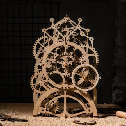 ROKR LK501 Hareketli Sarkaçlı Saat Pendulum Clock DIY Minyatür Maket ModelSet Ahşap 3D Wooden Puzzle 3D Model Kit Detaylı Dekoratif Hobi Seti Ahşap Maket - Thumbnail